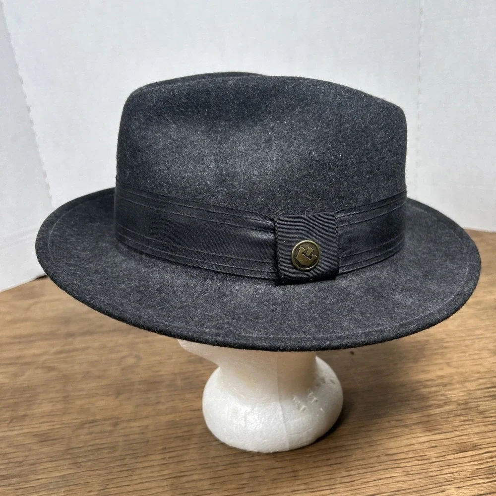 Goorin Brothers The Doctor 100% Wool Fedora Hat Mens Size XL Black Gray